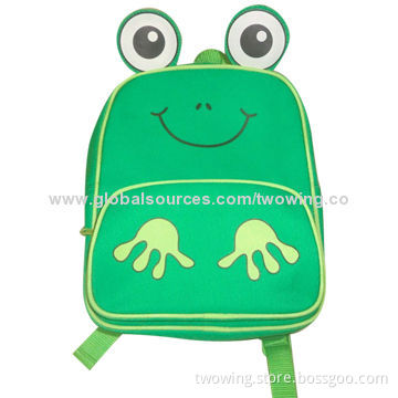 Kids' school backpack with one main compartment, front with one zipper pocket, cotton fabric